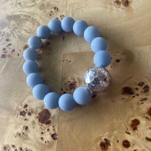 Simon Sebbag-Round Stone Stretch Bracelet w/ textured silver bead - New/Unworn